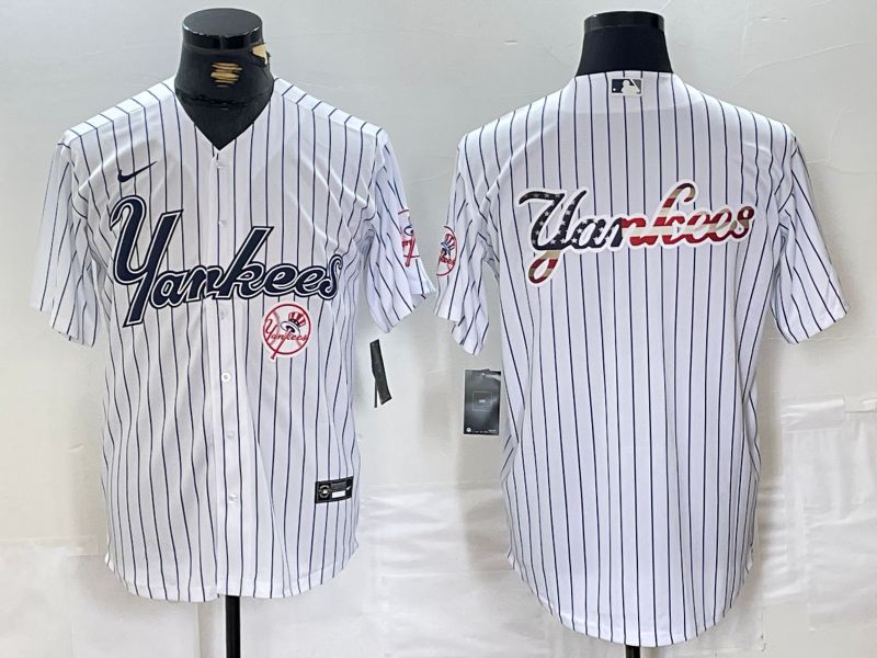 Men New York Yankees Blank White stripe Three generations joint names Nike 2024 MLB Jersey style 6->new york yankees->MLB Jersey